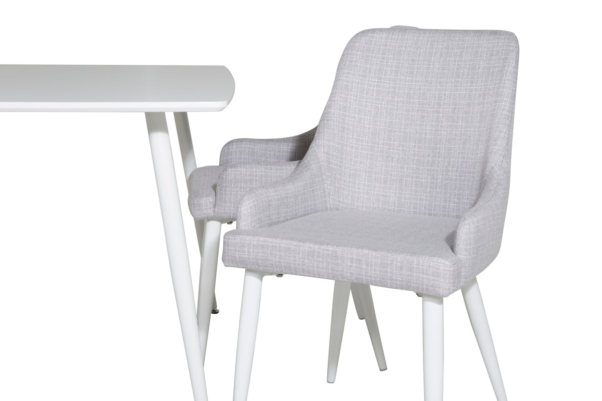 Venture Design Plaza & Polar Matstolar 2-pack Grå + Rektangulära Matbord 120 x 75 Vit