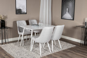 Venture Design Polar & Velvet Deluxe Rektangulära Matbord 120 x 75 Vit + Matstolar 2-pack Ljusgrå