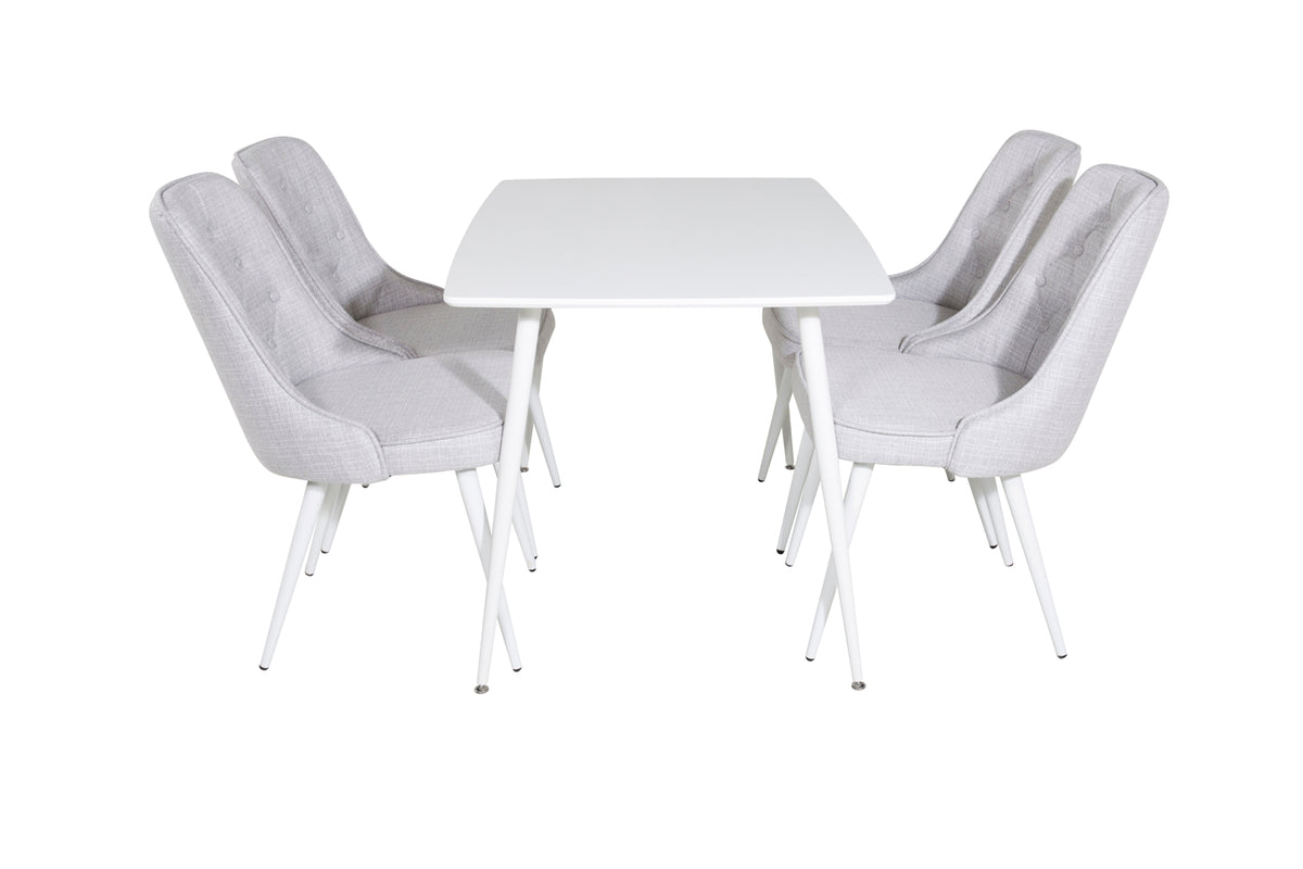 Venture Design Polar & Velvet Deluxe Rektangulära Matbord 120 x 75 Vit + Matstolar 2-pack Ljusgrå