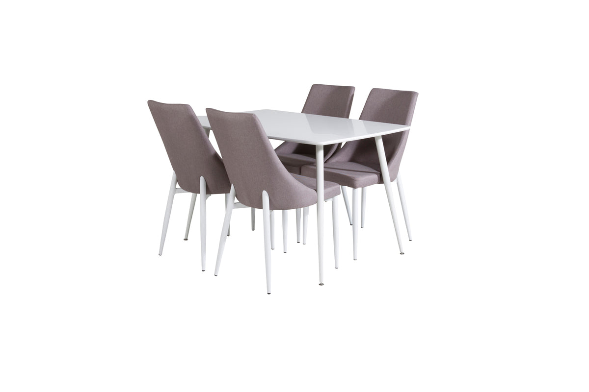Venture Design Leone & Polar Matstolar 2-pack Grå + Rektangulära Matbord 120 x 75 Vit