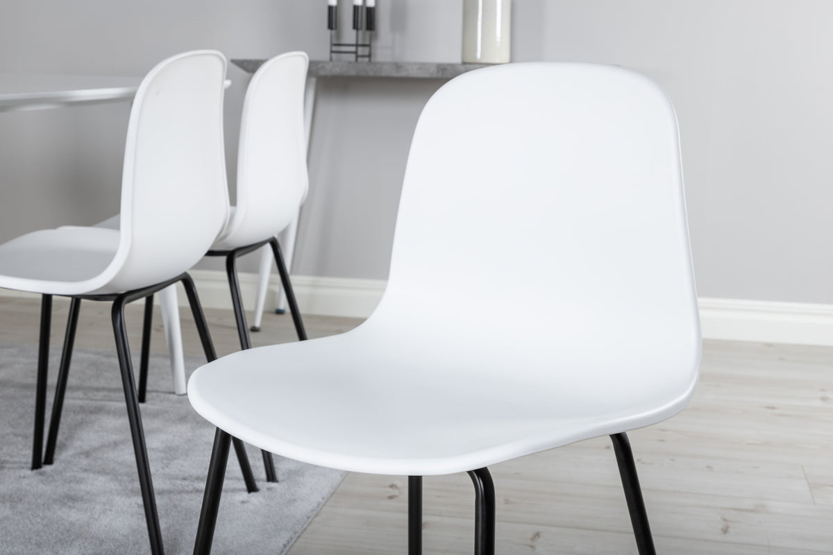 Venture Design Arctic & Polar Matstolar 2-pack Vit + Rektangulära Matbord 180 x 90 Vit