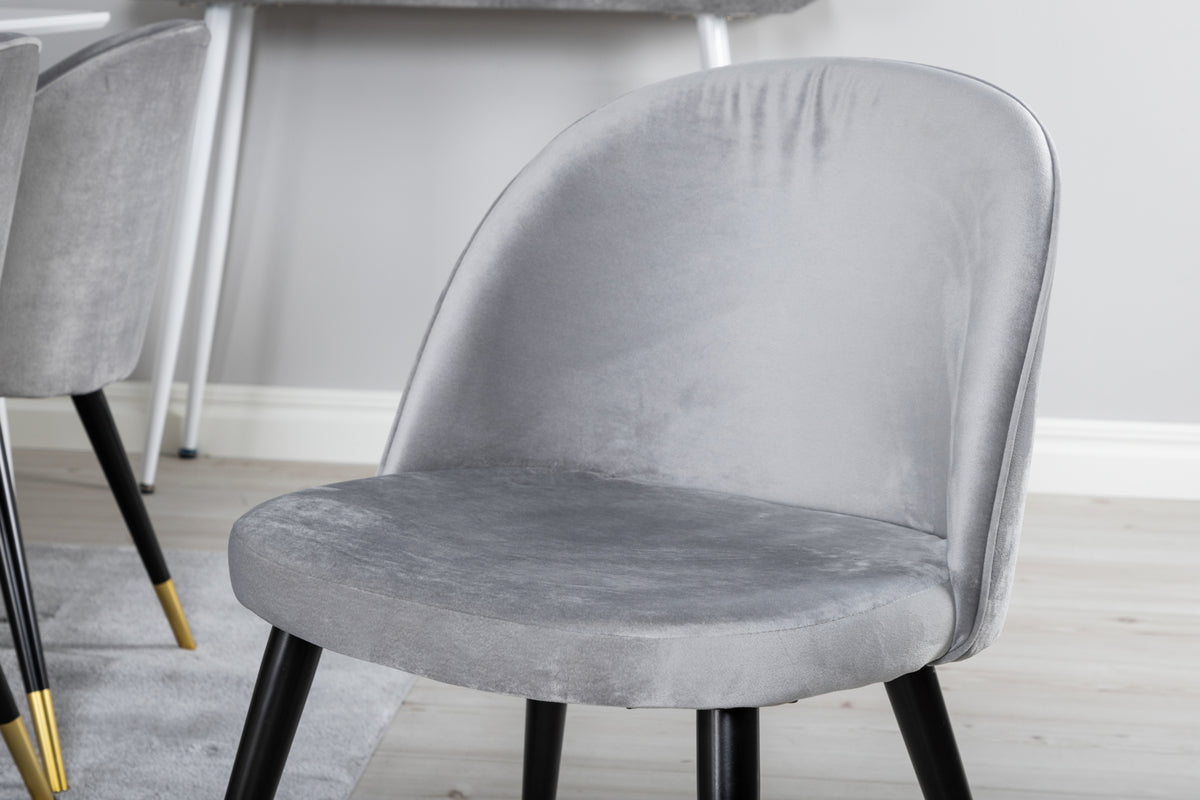 Venture Design Polar & Velvet Rektangulära Matbord 180 x 90 Vit + Matstolar 2-pack Grå