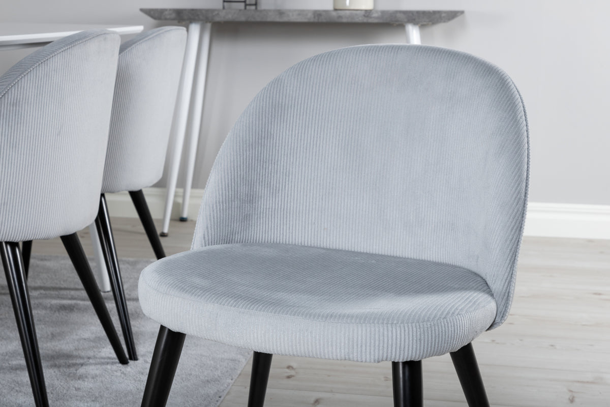 Venture Design Polar & Velvet Rektangulära Matbord 180 x 90 Vit + Matstolar 2-pack Ljusgrå