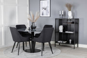 Venture Design Plaza & Estelle Matstolar 2-pack Svart + Runda Matbord ⌀106 Mörkgrå