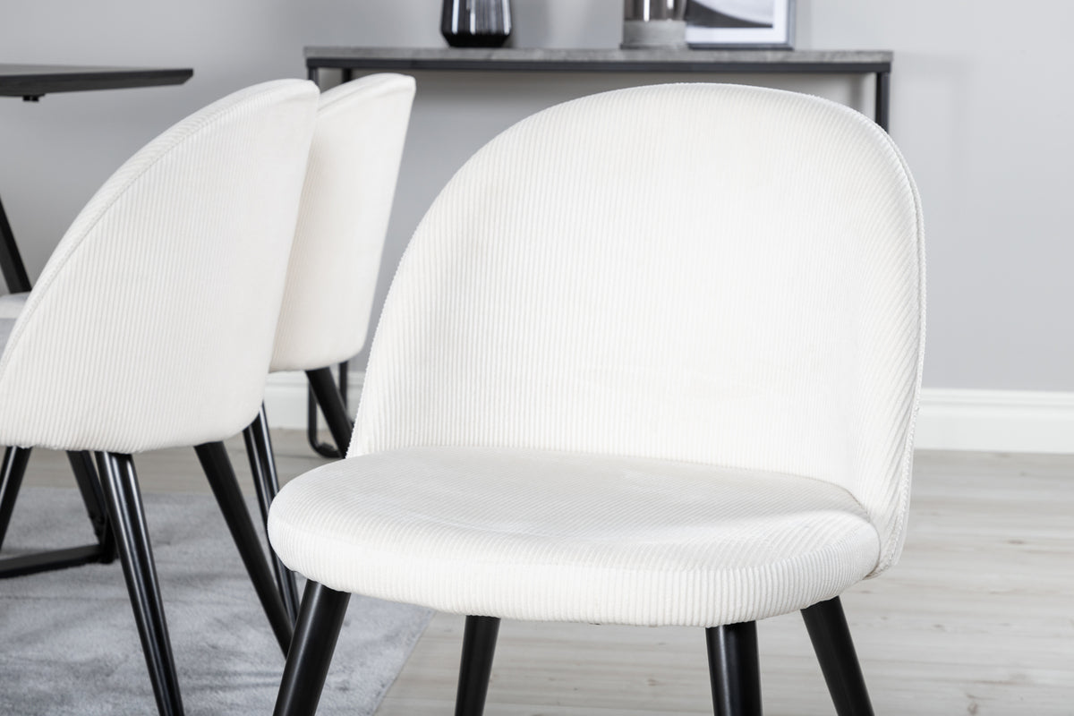 Venture Design Marina & Velvet Rektangulära Matbord 180 x 90 Svart + Matstolar 2-pack Grädde