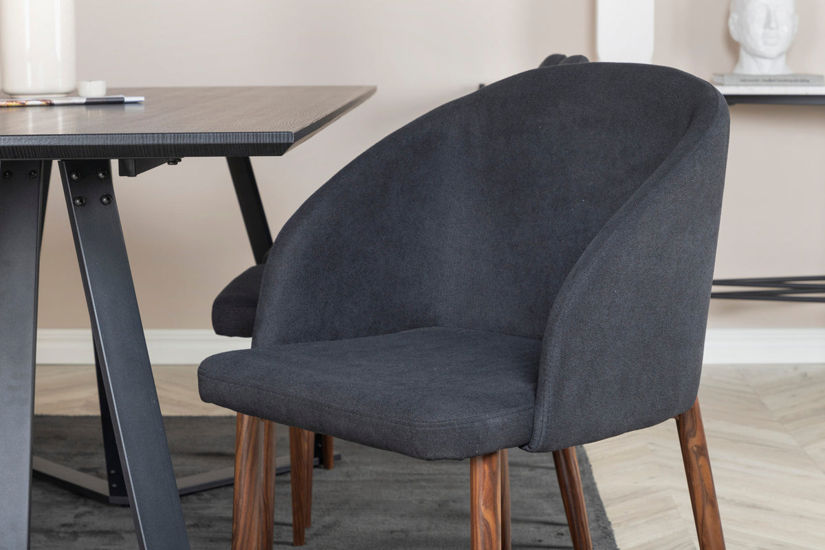 Venture Design Arch & Marina Matstolar 2-pack Svart + Rektangulära Matbord 180 x 90 Svart