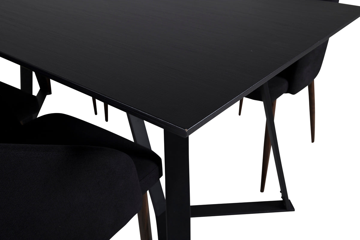 Venture Design Arch & Marina Matstolar 2-pack Svart + Rektangulära Matbord 180 x 90 Svart