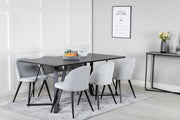 Venture Design Marina & Velvet Rektangulära Matbord 180 x 90 Svart + Matstolar 2-pack Ljusgrå