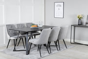 Venture Design Marina & Velvet Deluxe Rektangulära Matbord 180 x 90 Svart + Matstolar 2-pack Ljusgrå