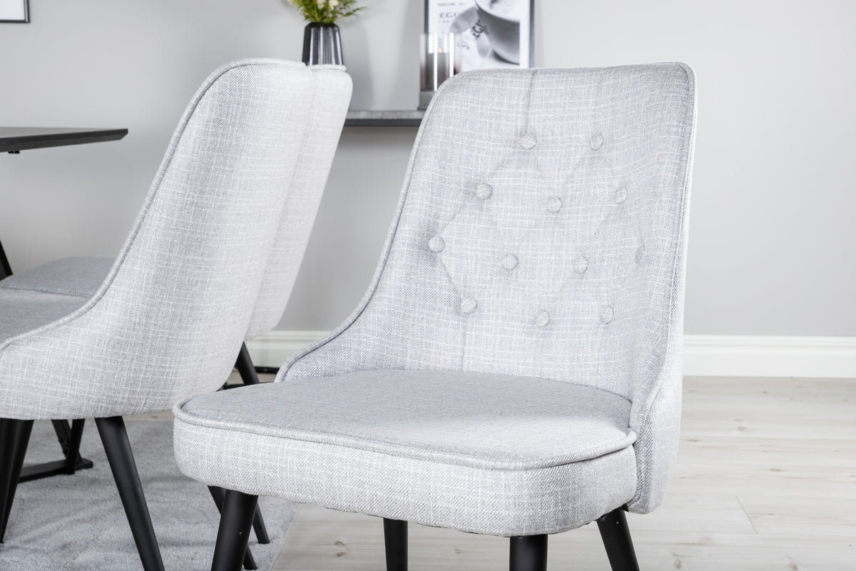 Venture Design Marina & Velvet Deluxe Matbord 90x180 + Matstolar Grå