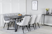 Venture Design Marina & Velvet Deluxe Matbord 90x180 + Matstolar Grå