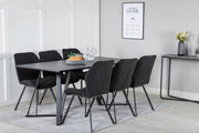 Venture Design Gemma & Marina Matstolar 2-pack Svart + Rektangulära Matbord 180 x 90 Svart