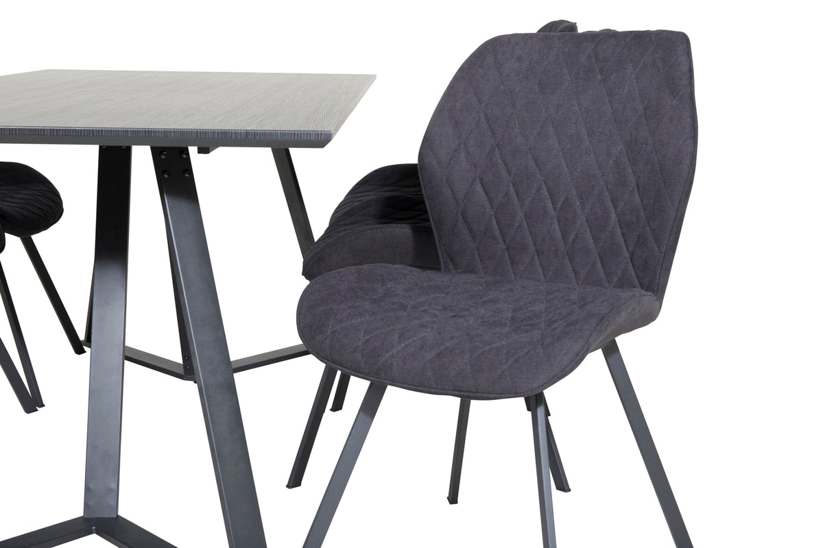 Venture Design Gemma & Marina Matstolar 2-pack Svart + Rektangulära Matbord 180 x 90 Svart