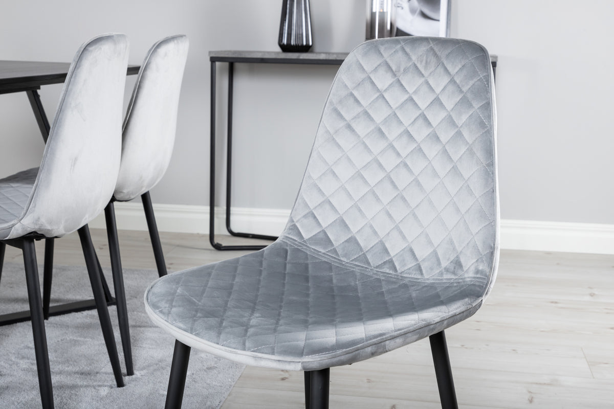Venture Design Polar & Marina Matstolar 2-pack Grå + Rektangulära Matbord 180 x 90 Svart