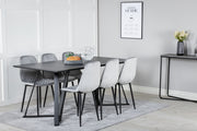 Venture Design Polar & Marina Matstolar 2-pack Grå + Rektangulära Matbord 180 x 90 Svart