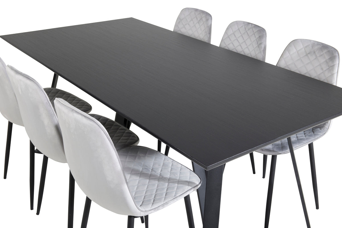 Venture Design Polar & Marina Matstolar 2-pack Grå + Rektangulära Matbord 180 x 90 Svart