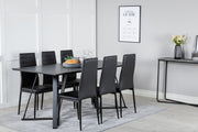 Venture Design Slim & Marina Matstolar 2-pack Svart + Rektangulära Matbord 180 x 90 Svart