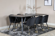 Venture Design Marina & Velvet Rektangulära Matbord 180 x 90 Svart + Matstolar 2-pack Svart