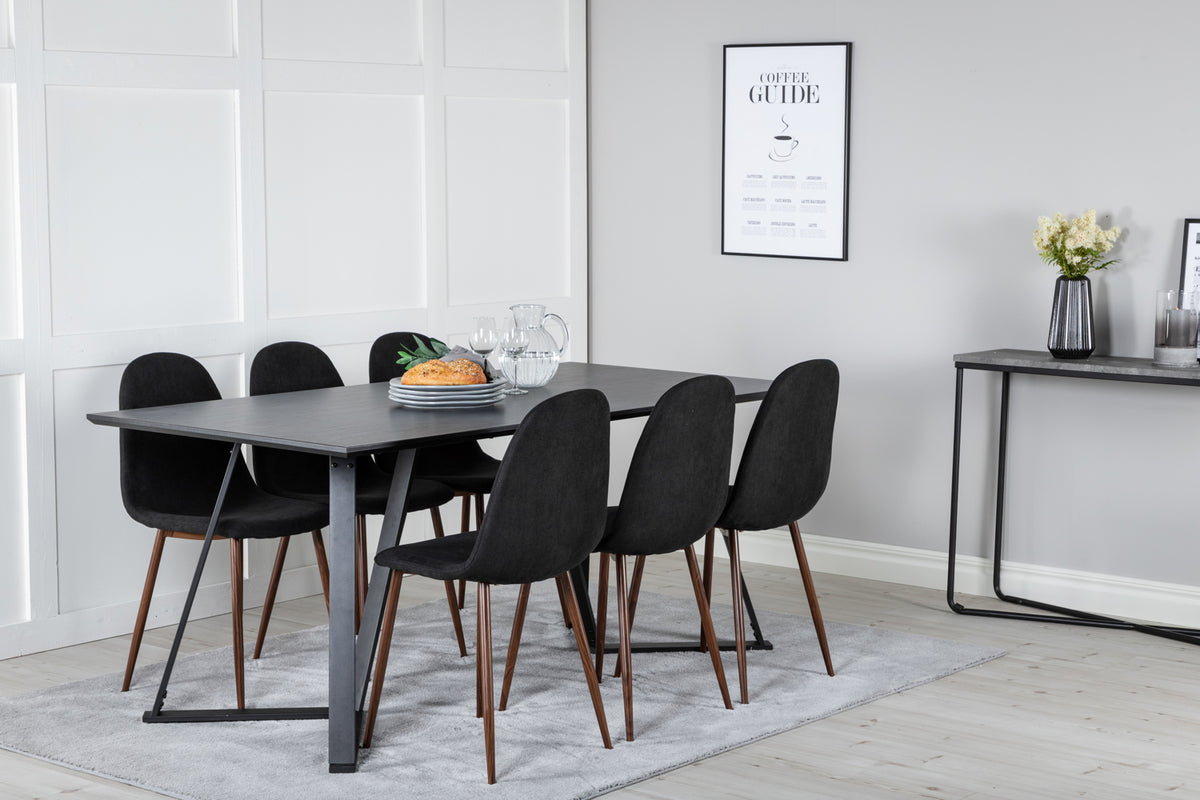 Venture Design Polar & Marina Matstolar Svart + Matbord 90x180