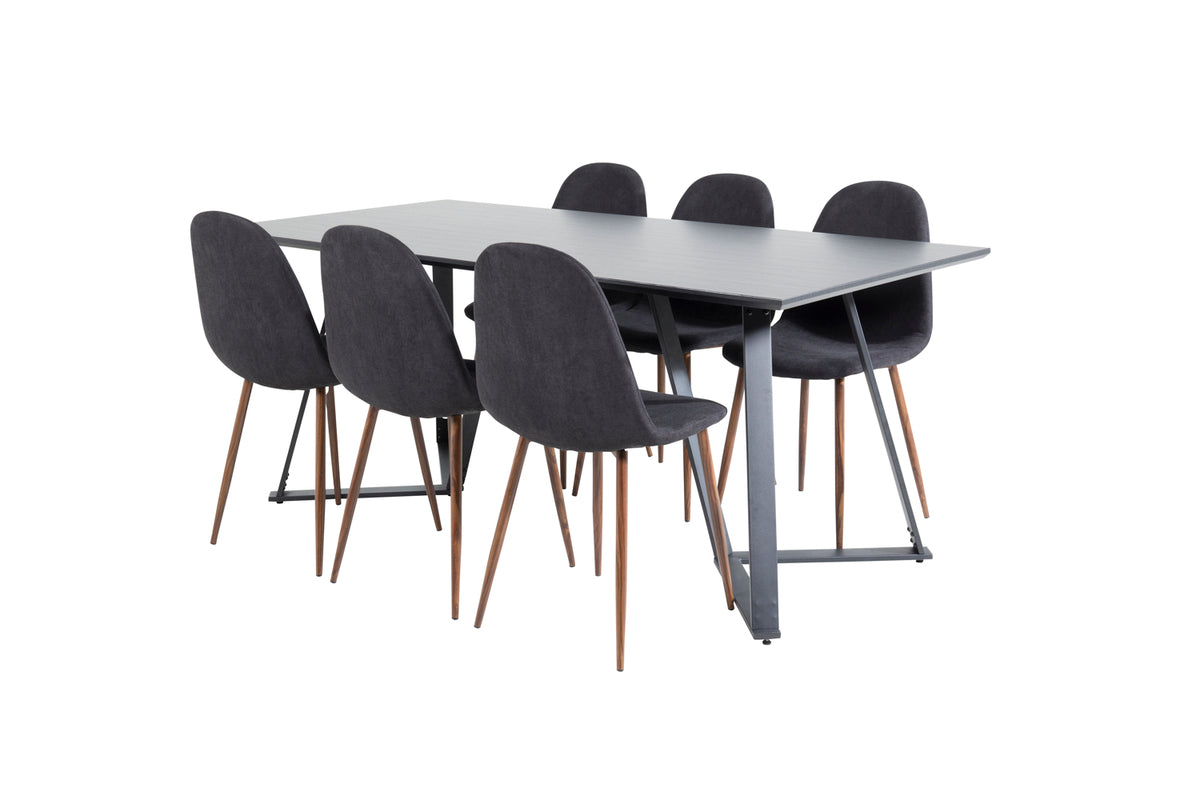 Venture Design Polar & Marina Matstolar Svart + Matbord 90x180