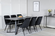 Venture Design Marina & Velvet Deluxe Rektangulära Matbord 180 x 90 Svart + Matstolar 2-pack Svart