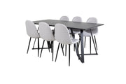 Venture Design Polar & Marina Matstolar 2-pack Grå + Rektangulära Matbord 180 x 90 Svart