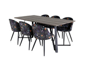 Venture Design Velvet & Marina Matstolar Svart + Matbord 90x180