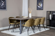 Venture Design Velvet & Marina Matstolar 2-pack Grön + Rektangulära Matbord 180 x 90 Natur