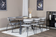Venture Design Arrow & Marina Matstolar 2-pack Grå + Rektangulära Matbord 180 x 90 Natur