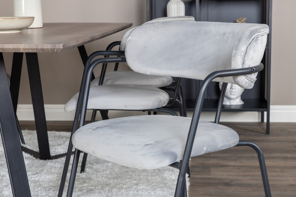 Venture Design Arrow & Marina Matstolar 2-pack Grå + Rektangulära Matbord 180 x 90 Natur