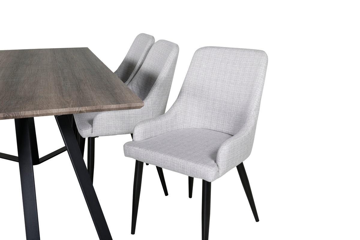 Venture Design Plaza & Marina Matstolar 2-pack Grå + Rektangulära Matbord 180 x 90 Natur