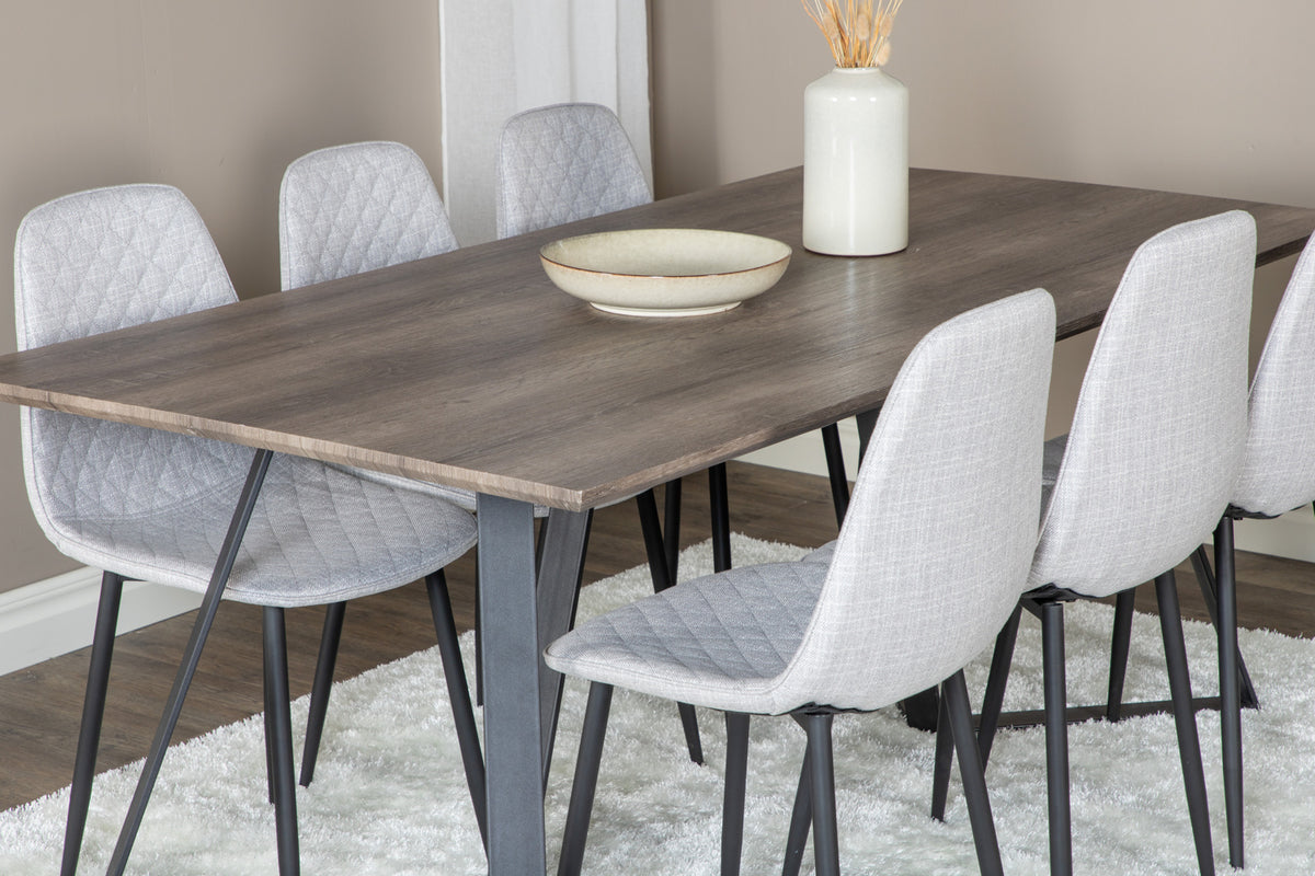 Venture Design Polar & Marina Matstolar 2-pack Grå + Rektangulära Matbord 180 x 90 Natur