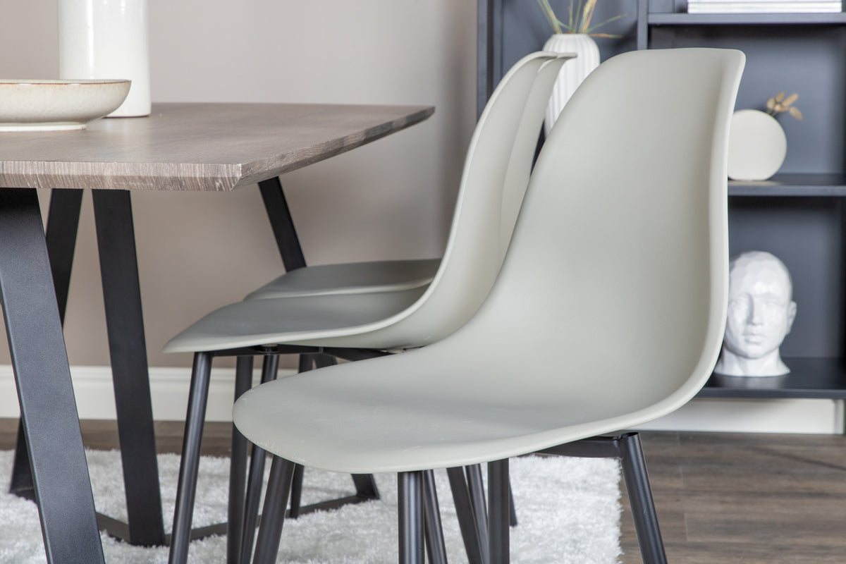 Venture Design Polar & Marina Matstolar 2-pack Grå + Rektangulära Matbord 180 x 90 Natur