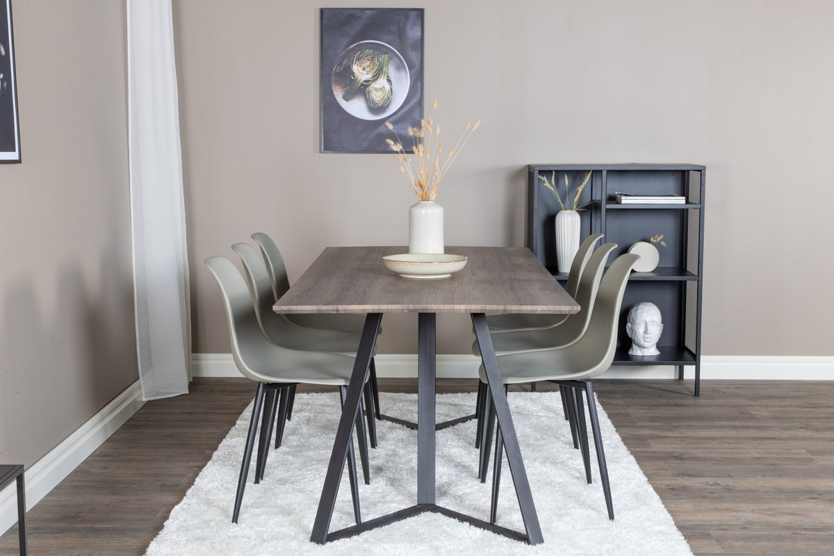 Venture Design Polar & Marina Matstolar 2-pack Grå + Rektangulära Matbord 180 x 90 Natur