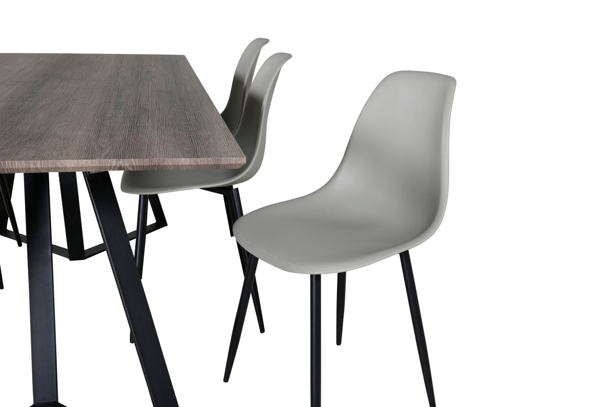 Venture Design Polar & Marina Matstolar 2-pack Grå + Rektangulära Matbord 180 x 90 Natur