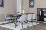 Venture Design Wrinkles & Marina Matstolar 2-pack Grå + Rektangulära Matbord 180 x 90 Natur