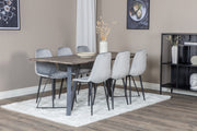 Venture Design Polar & Marina Matstolar 2-pack Grå + Rektangulära Matbord 180 x 90 Natur