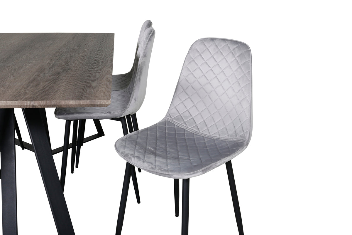 Venture Design Polar & Marina Matstolar 2-pack Grå + Rektangulära Matbord 180 x 90 Natur