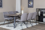 Venture Design Gemma & Marina Matstolar 2-pack Grå + Rektangulära Matbord 180 x 90 Natur