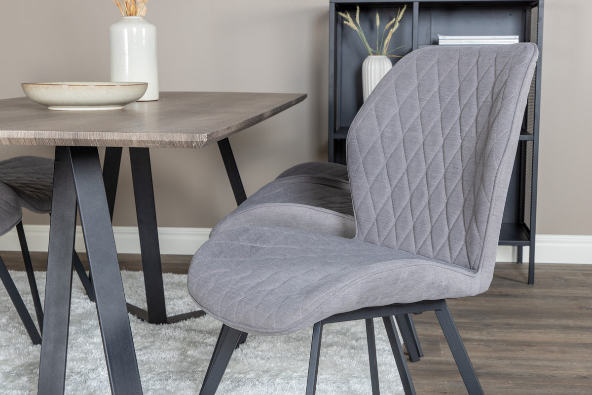 Venture Design Gemma & Marina Matstolar 2-pack Grå + Rektangulära Matbord 180 x 90 Natur