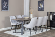 Venture Design Marina & Velvet Deluxe Rektangulära Matbord 180 x 90 Natur + Matstolar 2-pack Grå
