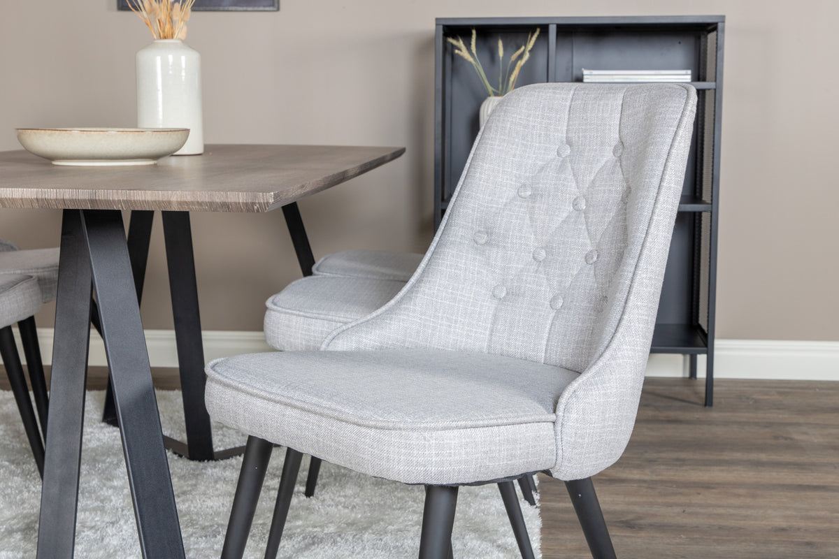 Venture Design Marina & Velvet Deluxe Rektangulära Matbord 180 x 90 Natur + Matstolar 2-pack Grå