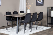 Venture Design Polar & Marina Matstolar 2-pack Svart + Rektangulära Matbord 180 x 90 Natur