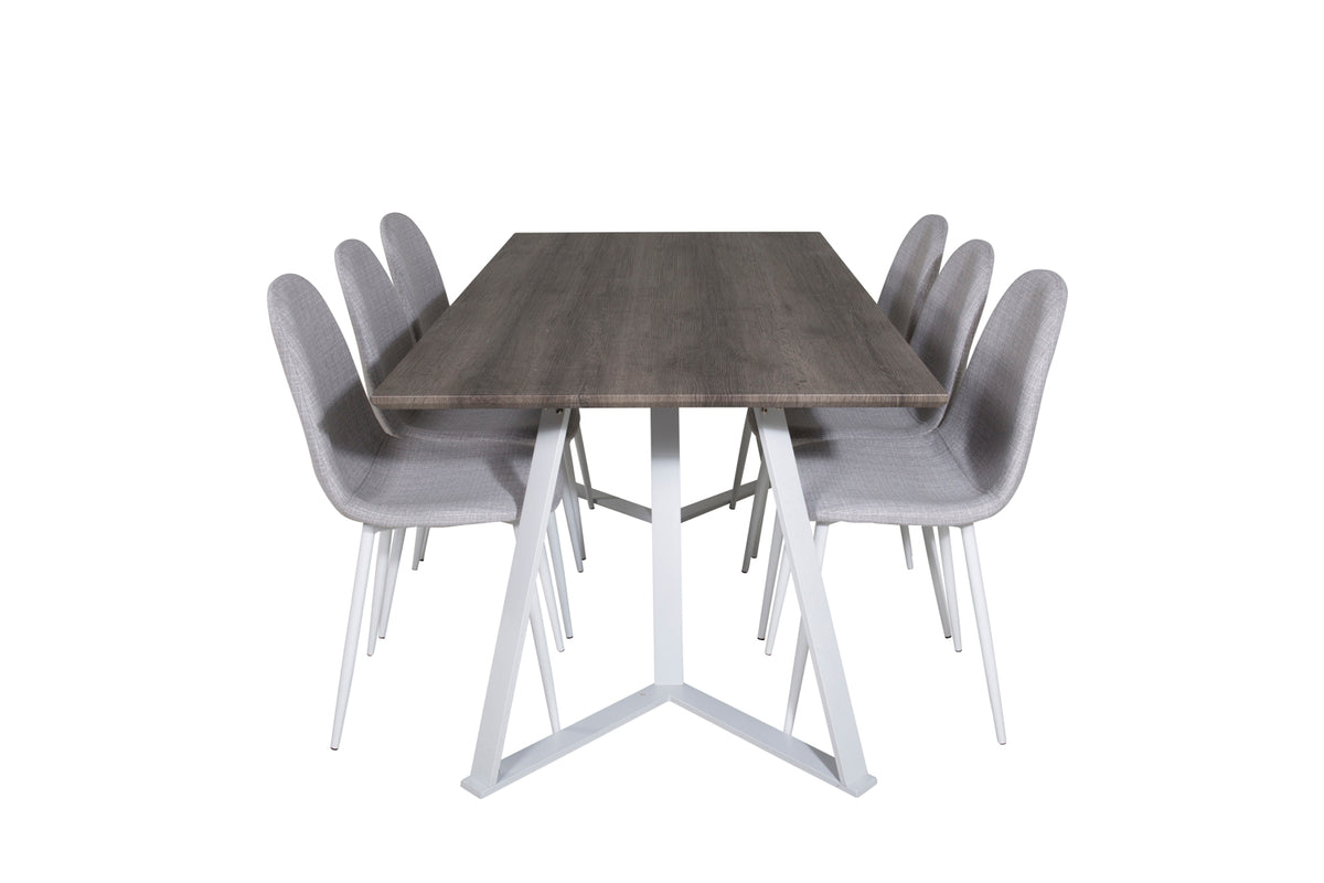 Venture Design Polar & Marina Matstolar 2-pack Grå + Rektangulära Matbord 180 x 90 Grå