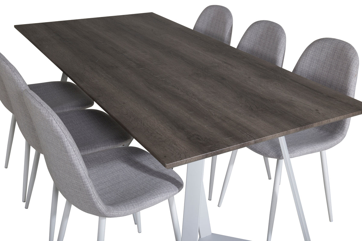 Venture Design Polar & Marina Matstolar 2-pack Grå + Rektangulära Matbord 180 x 90 Grå
