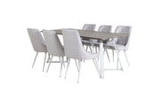 Venture Design Marina & Velvet Deluxe Rektangulära Matbord 180 x 90 Grå + Matstolar 2-pack Ljusgrå