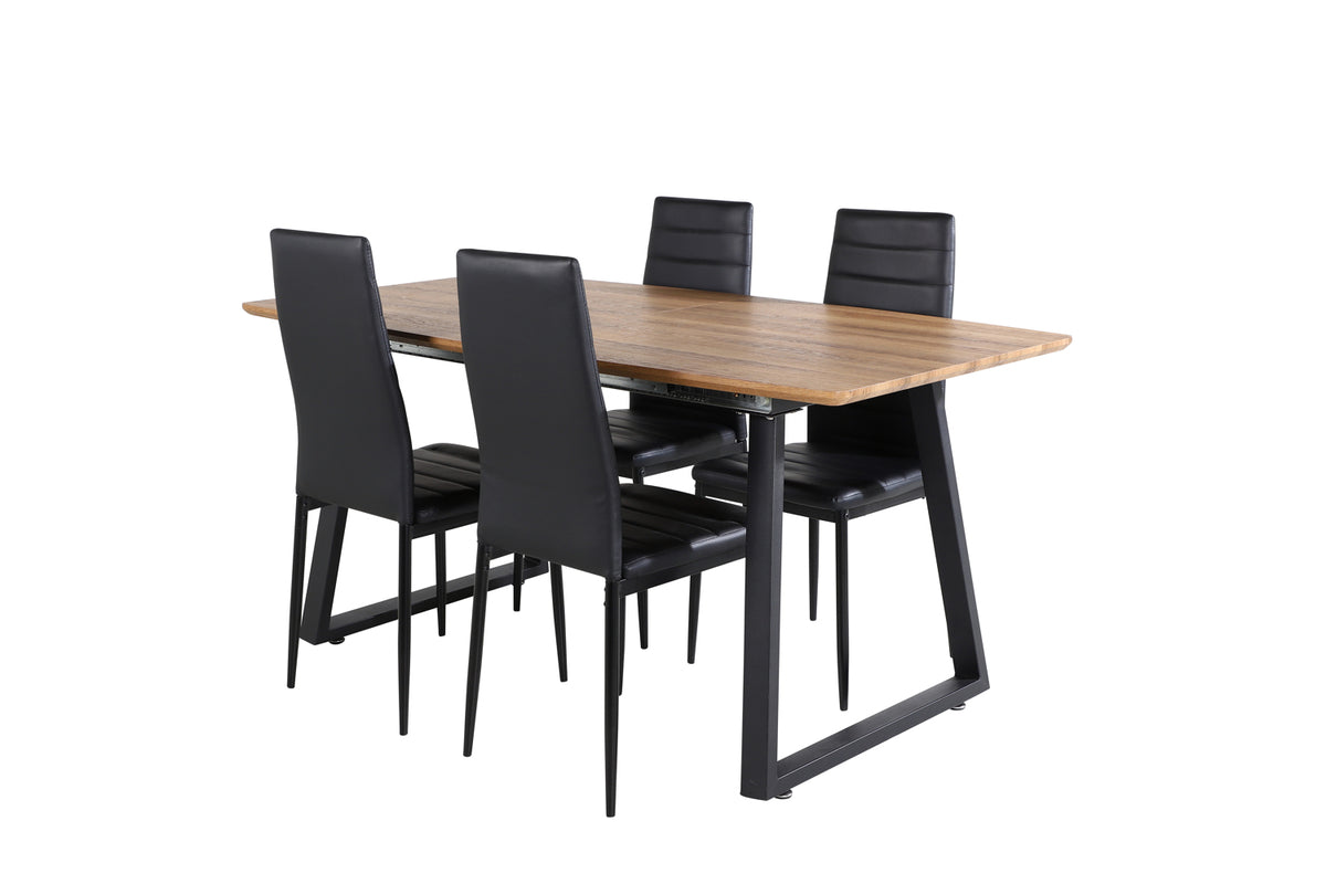 Venture Design Slim & Inca Matstolar 2-pack Svart + Rektangulära Matbord 160 x 85 Valnöt