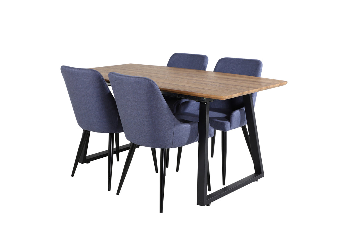 Venture Design Plaza & Inca Matstolar 2-pack Blå + Rektangulära Matbord 160 x 85 Valnöt
