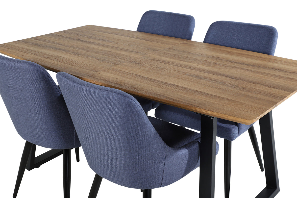 Venture Design Plaza & Inca Matstolar 2-pack Blå + Rektangulära Matbord 160 x 85 Valnöt