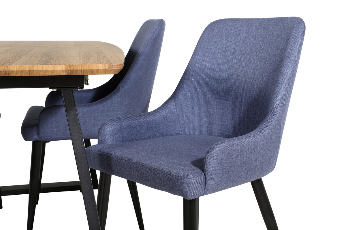 Venture Design Plaza & Inca Matstolar 2-pack Blå + Rektangulära Matbord 160 x 85 Valnöt